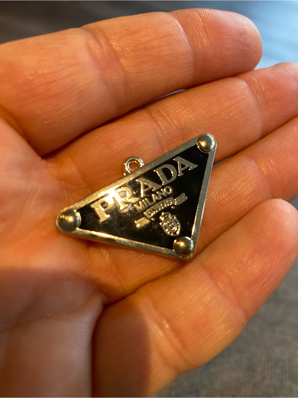 Unbranded Black Enamel Triangle Logo Charm with gold -Tone Hardware